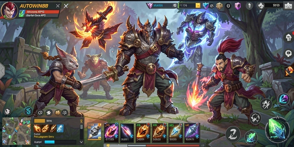 Screenshot permainan AUTOWIN88 menampilkan pertempuran seru di dunia ARPG.