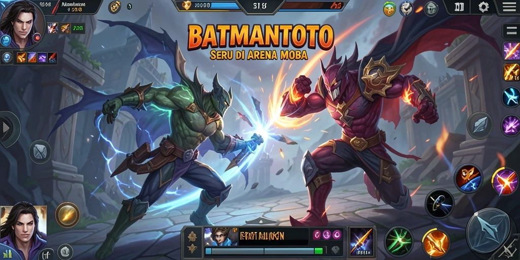 Tampilan seru gameplay MOBA di BATMANTOTO dengan aksi karakter.