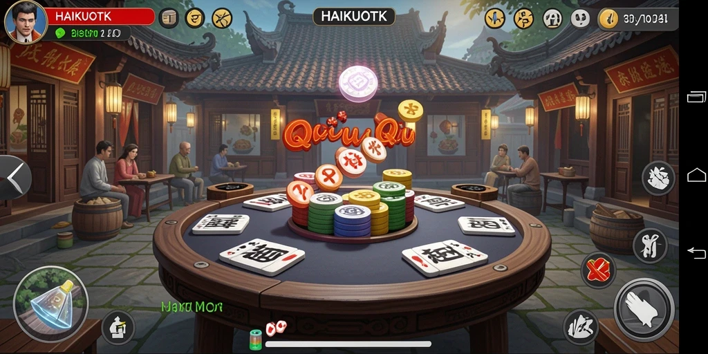 Screenshot gameplay HAIKUOTK dengan suasana permainan QiuQiu.