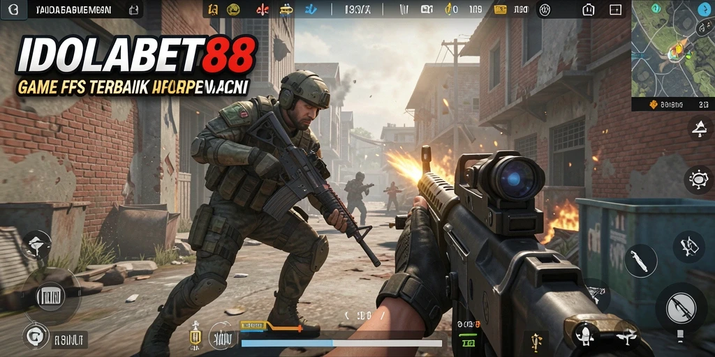 Screenshot IDOLABET88 menampilkan pertempuran mendebarkan di arena FPS.