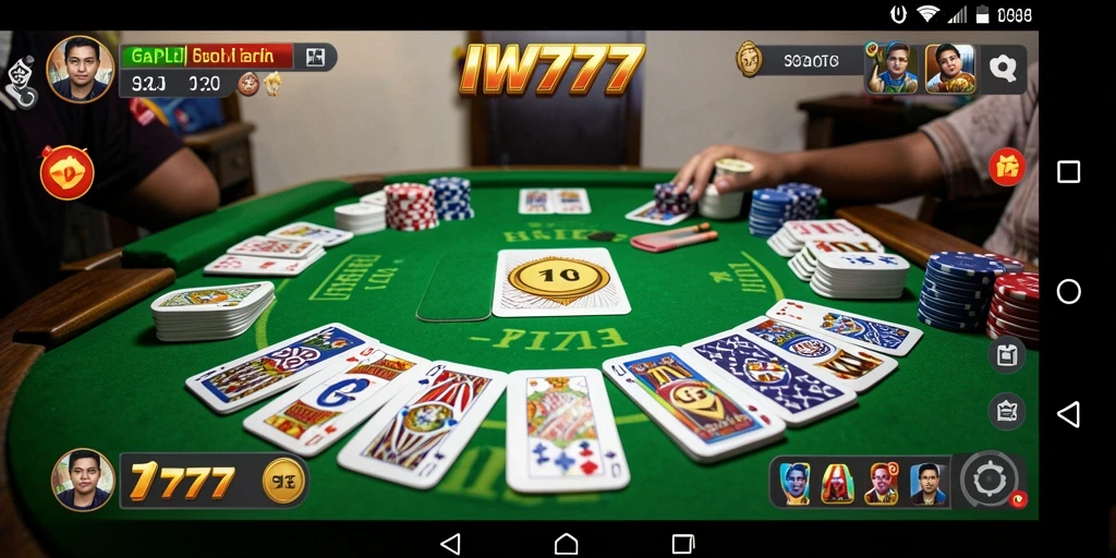Tampilan gameplay IW777 dengan kartu Gaple yang dinamis.