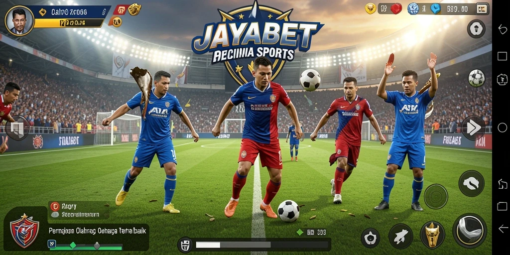 Tampilan screenshot JAYABET yang menampilkan aksi olahraga penuh semangat.