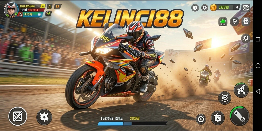 Gameplay seru dan mendebarkan di KELINCI88 saat balapan motor.