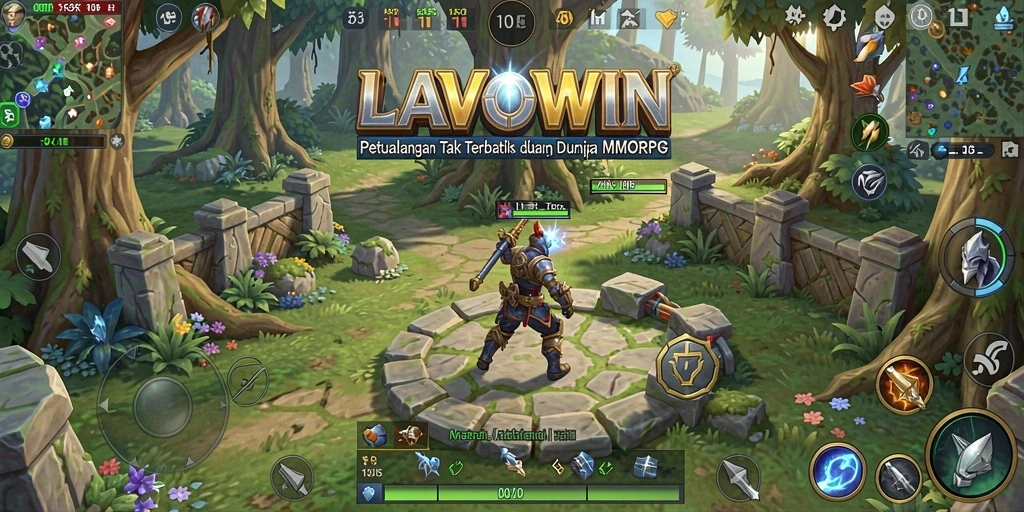 Screenshot gameplay LAVOWIN menampilkan momen petualangan seru di dunia MMORPG.
