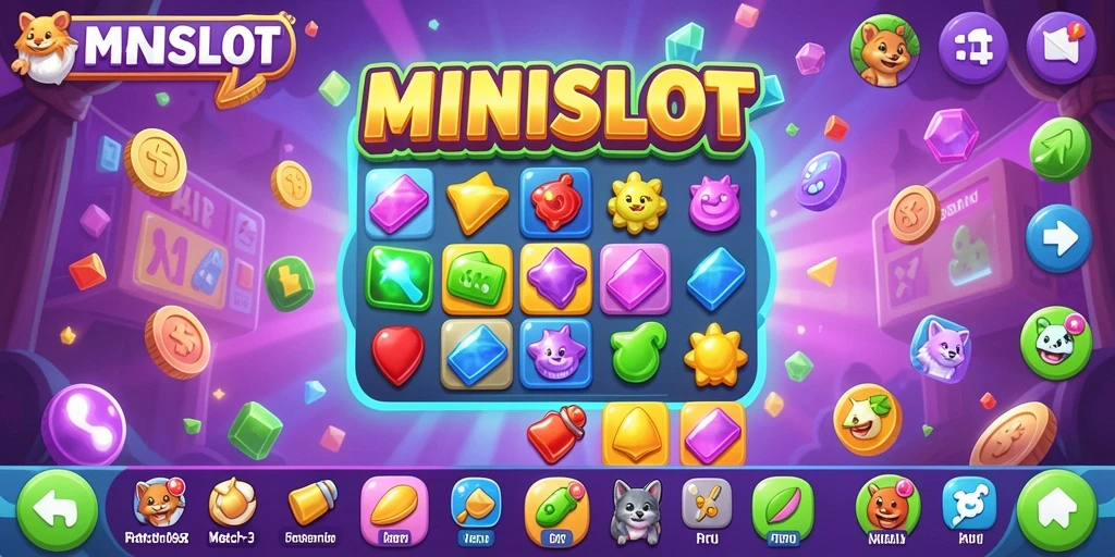 Tampilan gameplay menarik dari MINISLOT dengan kombinasi warna cerah.