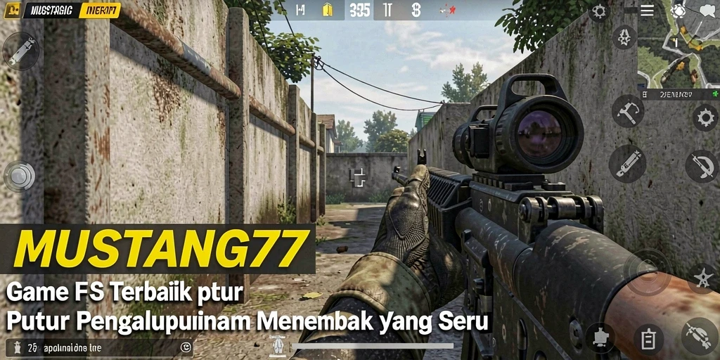 Screenshot gameplay dari <strong>MUSTANG77</strong> menampilkan aksi tembak-menembak yang mendebarkan.