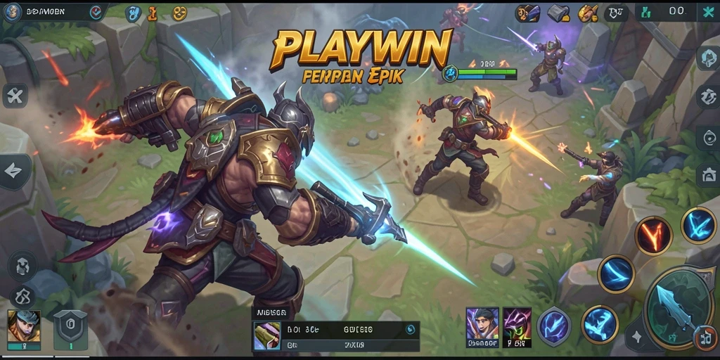Tampilan pertempuran seru dalam gameplay PLAYWIN.