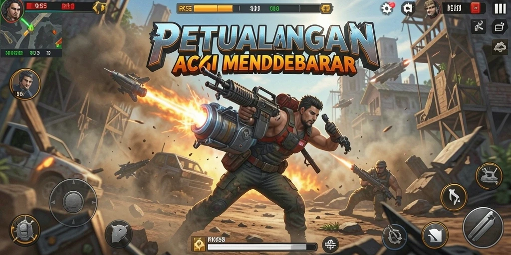 Tampilan gameplay mendebarkan dengan aksi seru dalam RK55.