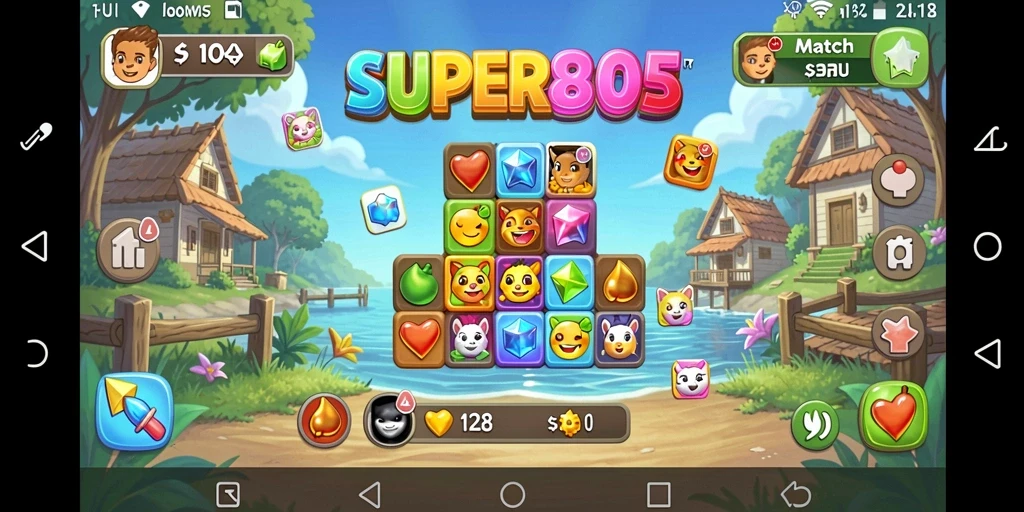 Tampilan gameplay SUPER805 yang penuh warna dan menarik.