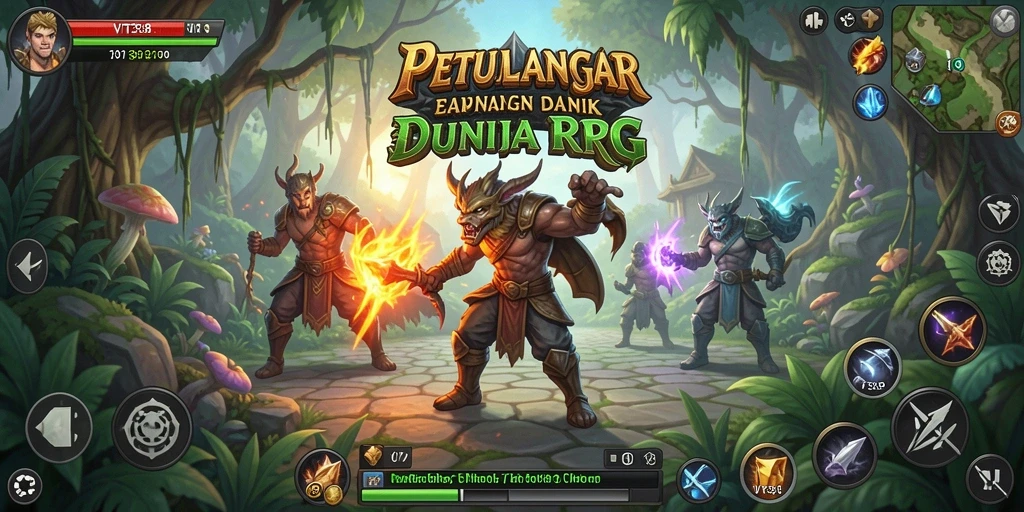 Screenshot utama VT38 menampilkan aksi pertempuran mendebarkan dalam dunia RPG.